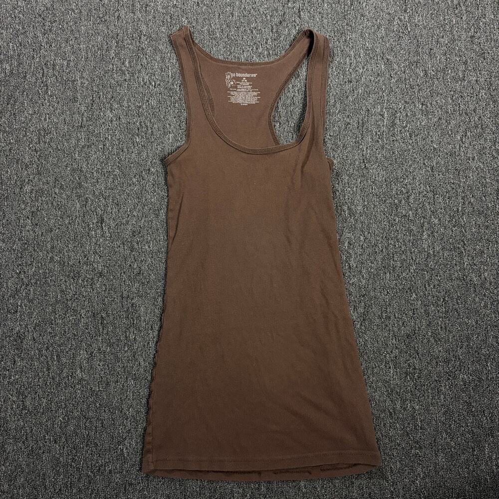 Vintage Y2k No Boundaries Brown Ribbed Knit Racerback Tank Top Women's M